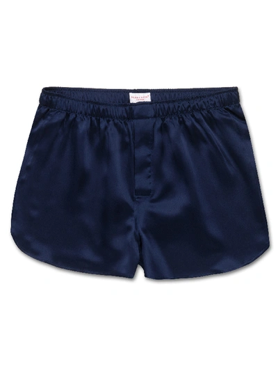 Derek Rose Bailey Silk-satin Boxer Shorts In Navy