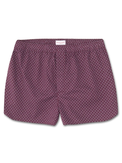 Derek Rose Nelson Printed Cotton Boxer Shorts In Burgundy