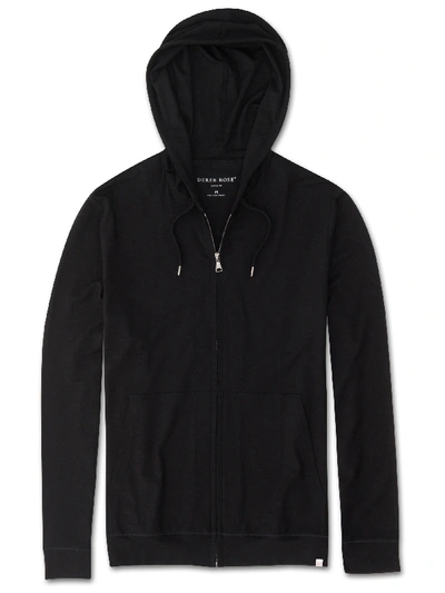 DEREK ROSE DEREK ROSE MEN'S HOODIE BASEL MICRO MODAL STRETCH BLACK,3126-BASE001BLA