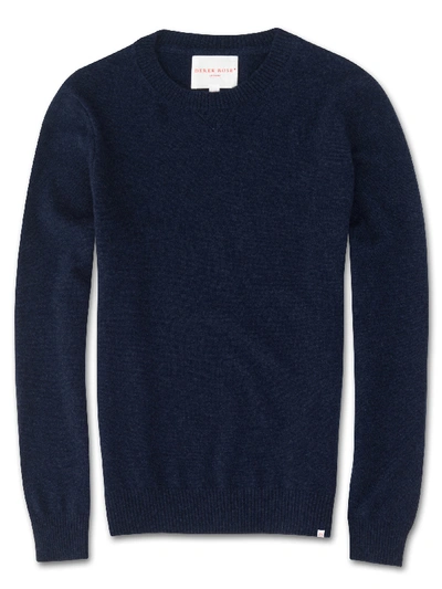 Derek Rose Men's Cashmere Sweater Finley Pure Cashmere Midnight