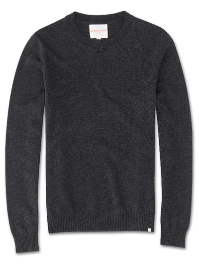 Derek Rose Men's Cashmere Sweater Finley Pure Cashmere Charcoal