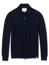 DEREK ROSE DEREK ROSE MEN'S CASHMERE ZIP-UP TOP FINLEY PURE CASHMERE MIDNIGHT,3154-FINL001MID