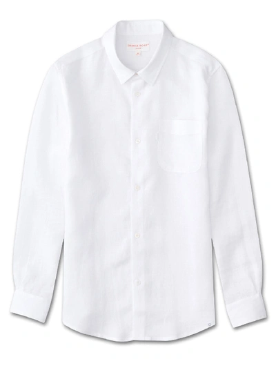 DEREK ROSE DEREK ROSE MEN'S SHIRT MONACO LINEN WHITE,9820-MONA001WHI