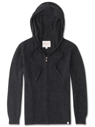 Derek Rose Women's Cashmere Hoodie Finley Pure Cashmere Charcoal