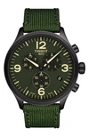 Tissot T-sport Xl Chonograph Nylon Strap Watch, 45mm In Green/ Black