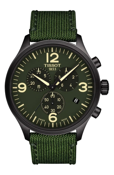 Tissot T-sport Xl Chonograph Nylon Strap Watch, 45mm In Green/ Black
