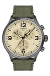 Tissot T-sport Xl Chonograph Nylon Strap Watch, 45mm In Green/ Beige/ Gunmetal