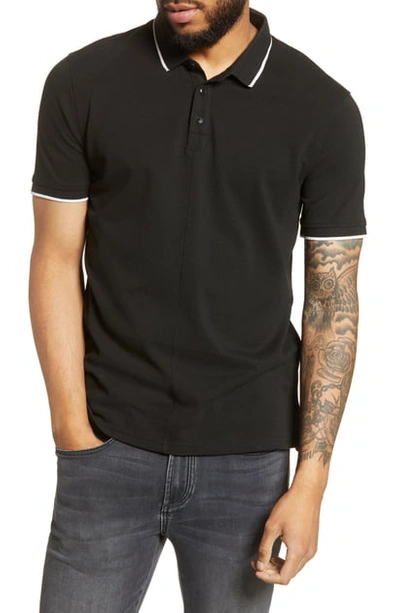 John Varvatos Dover Slim Fit Tipped Pique Polo In Papaya