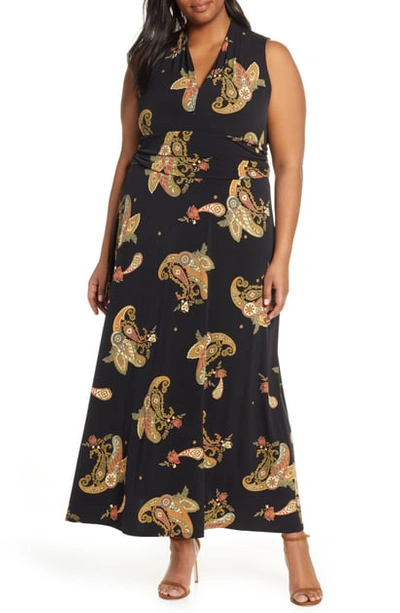Vince Camuto Paisley Spice Maxi Dress In Rich Black