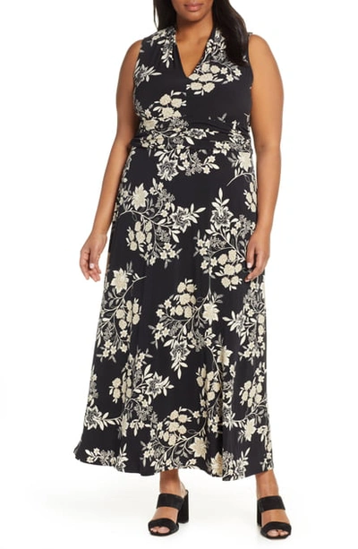 Vince Camuto Floral Getaway Maxi Dress In Rich Black