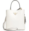 Prada Double Bucket Bag In Bianco/ Nero