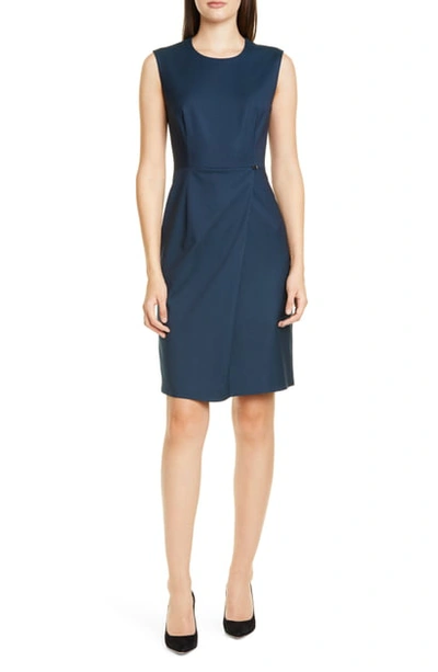 Hugo Boss Dathea Minidessin Wool Sheath Dress In Navy Fantasy | ModeSens
