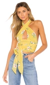 Superdown Jennifer Wrap Top In Yellow Floral