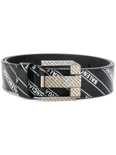 Balenciaga Men's Wordmark Signature Belt In Black