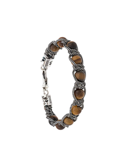 Emanuele Bicocchi Beaded Chain Bracelet In Brown