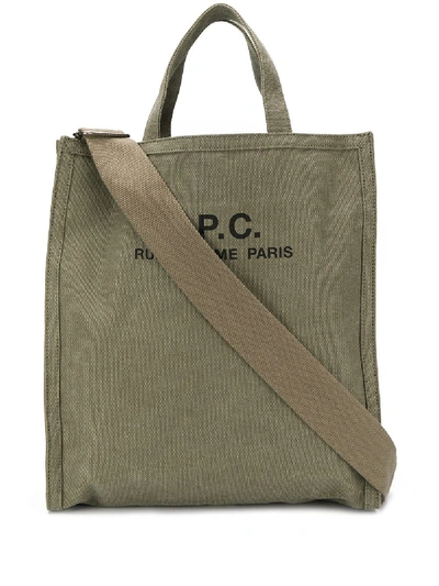 A.p.c. Logo Canvas Tote Bag - 绿色 In Green
