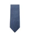 FERRAGAMO LIGHT BLUE SILK GANCINI PRINTED TIE,10949467