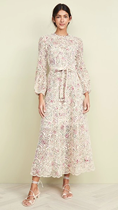 Zimmermann Honour High Neck Dress In Cream Floral | ModeSens