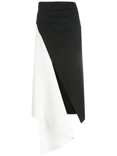 Avaro Figlio Colour Block Asymmetric Skirt In White Black