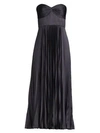 Amur Pleated Strapless Belle Dress In Navy