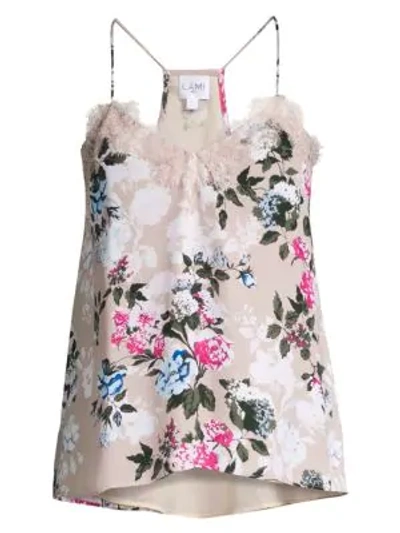 Cami Nyc The Racer Floral Silk Georgette Camisole In Carnation Floral