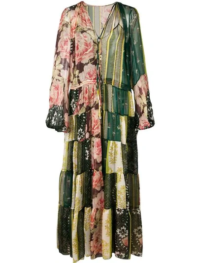 Oscar De La Renta Patchwork-effect Floral-print Silk-chiffon Dress In Multi