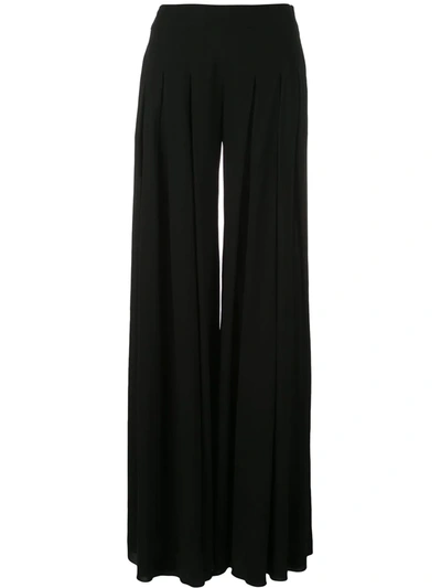 Oscar De La Renta Pleated Flared Trousers In Black