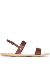 Ancient Greek Sandals Brown Clio Dual Strap Leather Sandals In Braun