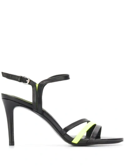 Ash Strappy Buckle Sandals In Nero/giallo