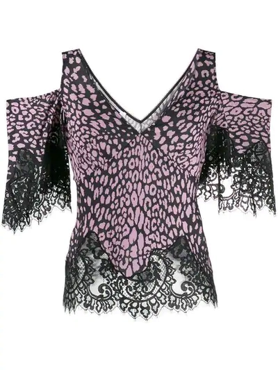 Mcq By Alexander Mcqueen Mcq Alexander Mcqueen Woman Cold-shoulder Lace-trimmed Leopard-print Crepe Top Baby Pink