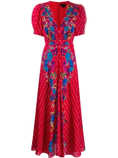 Saloni Scarlet Printed Dress - Red