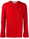 Comme Des Garçons Play Appliqué Heart Sweater In Red