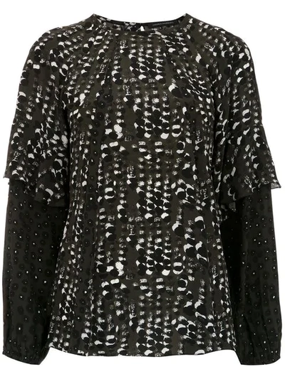 Andrea Marques Printed Long Sleeved Top In Black