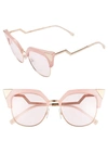 Fendi 54mm Metal Tipped Cat Eye Sunglasses - Pink In Pink/burgundy Tint