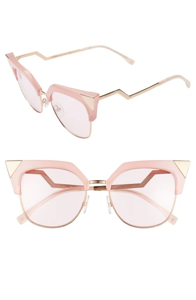 Fendi 54mm Metal Tipped Cat Eye Sunglasses - Pink In Pink/burgundy Tint