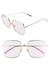 DIOR STELLAIRE 59MM SQUARE SUNGLASSES - ROSE GOLD/ PINK,STELL1S