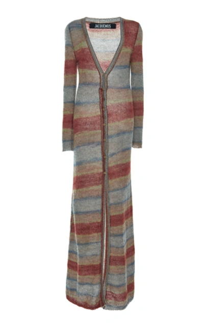 Jacquemus Logn Cardigan With Striped Motif In Multicolor