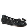 FERRAGAMO VARINA BLACK WOVEN NAPPA BALLERINAS,SF14514S