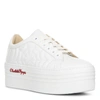 CHARLOTTE OLYMPIA OFF WHITE LEATHER PLATFORM SNEAKERS,CO14516S