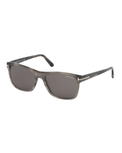 Tom Ford Men's Guilio Square Acetate Sunglasses In Gray Pattern