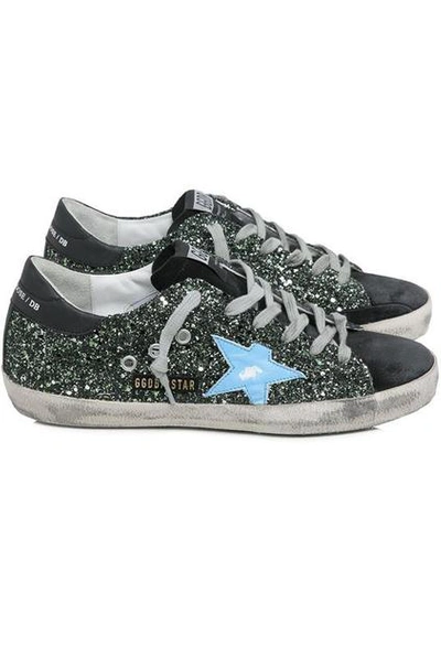 Golden Goose Sneakers Superstar Galaxi Glitter Turquoise Star In