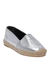 Saint Laurent Monogram Metallic Leather Espadrilles In Gray Metallic