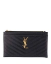 SAINT LAURENT YSL MONOGRAM SMALL ZIPTOP BILL POUCH IN GRAINED LEATHER,PROD231780002