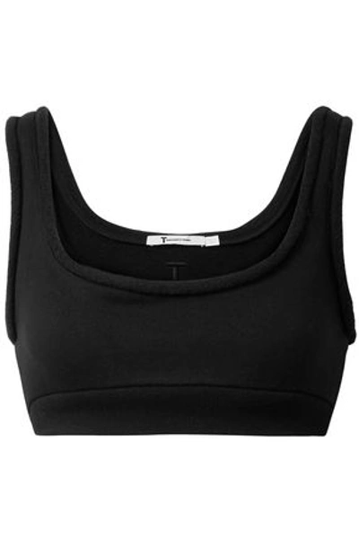 Alexander Wang T Cropped French Cotton-terry Top In Black