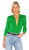 L Agence L'agence Ryan 3/4 Sleeve Blouse In Green. In Gloss Green