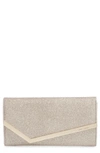 Jimmy Choo Emmie Glitter Leather Clutch Bag In Platinum Ice