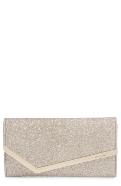 Jimmy Choo Emmie Dusty Glitter Clutch In Platinum Ice