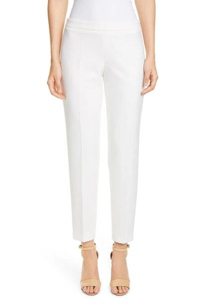 Hugo Boss Tiluna Soft Stretch Side Zip Ponte Trousers In Vanilla Light