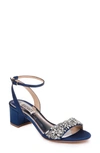 Badgley Mischka Ivanna Ankle Strap Sandal In Navy Satin