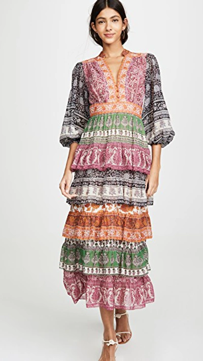 Zimmermann Amari Tiered Midi Dress - 粉色 In Spliced